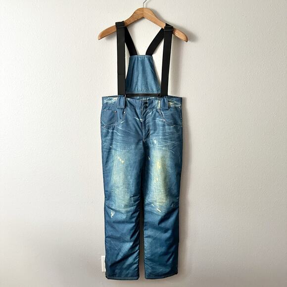 Arctic Queen Half Bib Snow Ski Pants Women's Size Large Distressed Denim - Picture 1 of 12